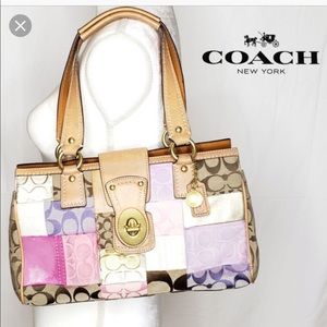 Vintage pink and tan  coach patch satchel